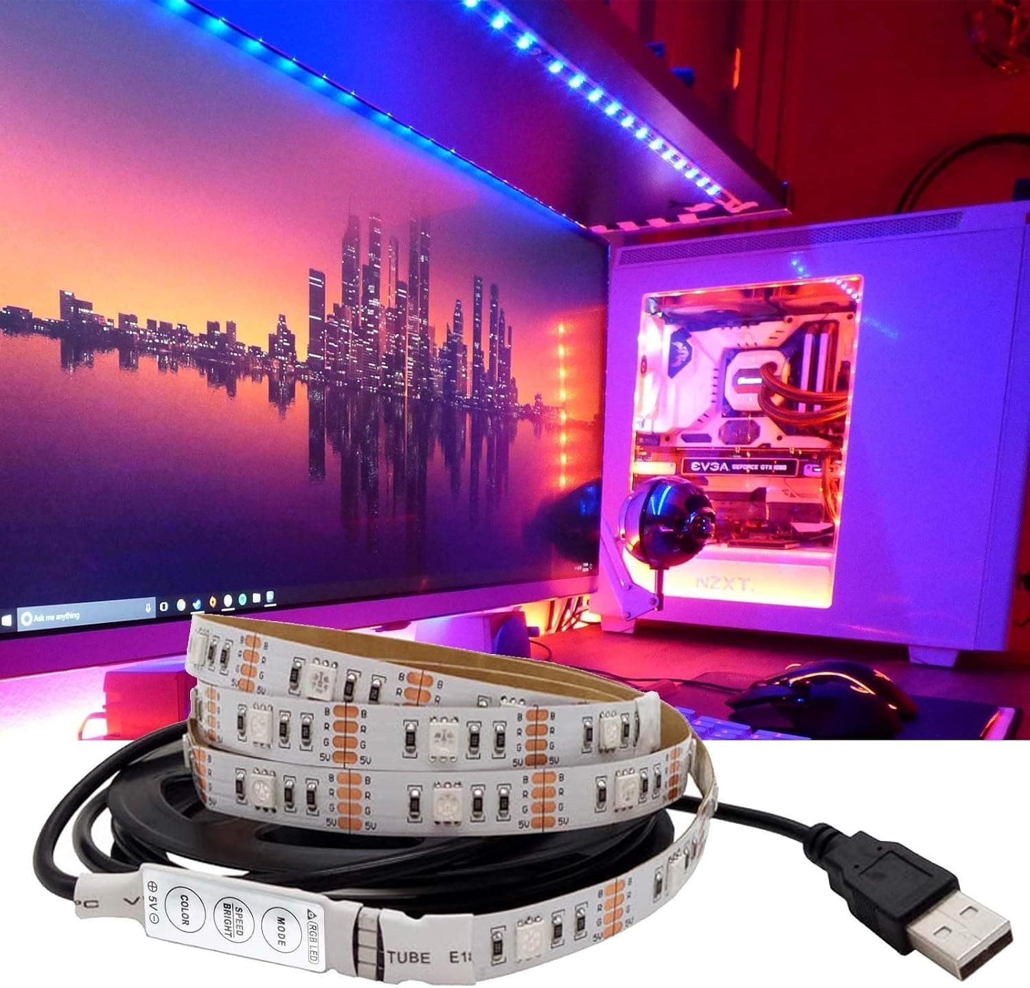 شريط ليد إضاءة متعدد الألوان مع ريموت وتحكم USB – بطول 3 متر