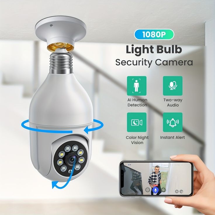 كاميرا مراقبة Wi-Fi بانورامية 360° | Tuya E27 - تصوير ليلي ذكي