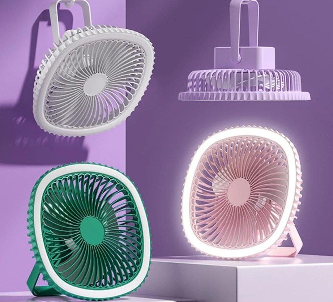 مروحة USB بإعادة شحن + كشاف LED