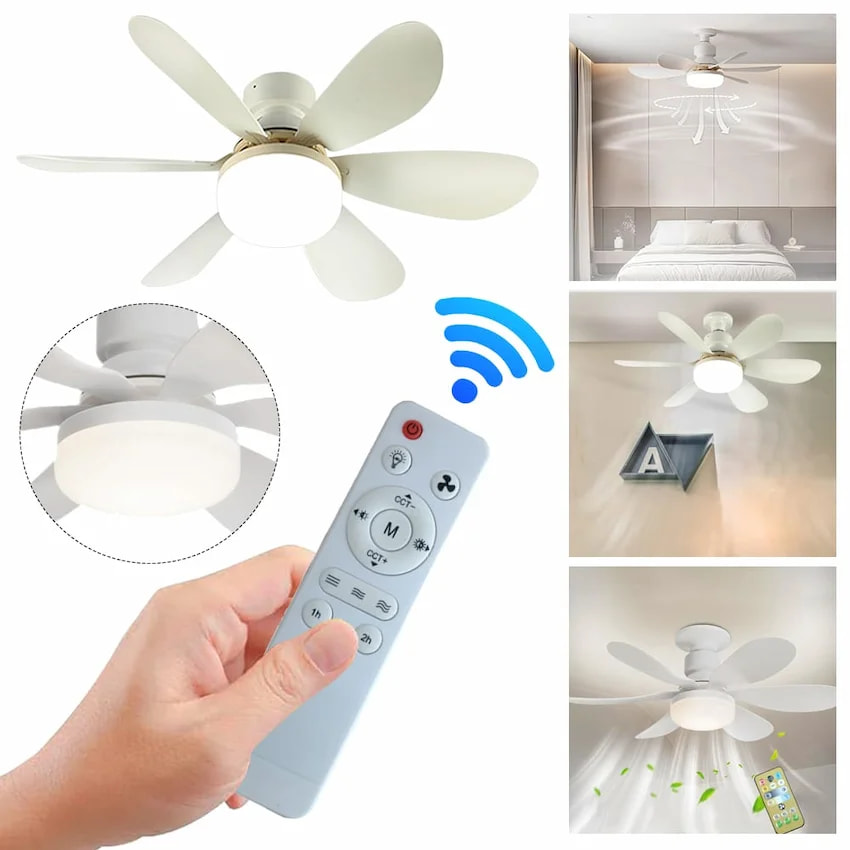 مروحة × كشاف LED بالريموت