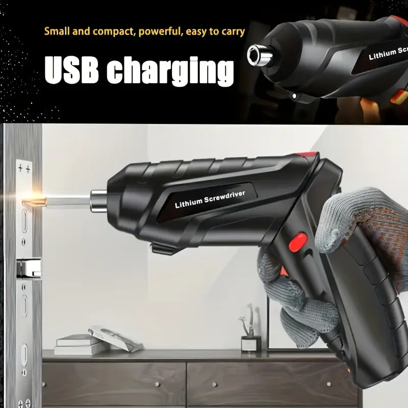مفك وشنيور كهربائي صغير مع شنطة أدوات – شحن USB