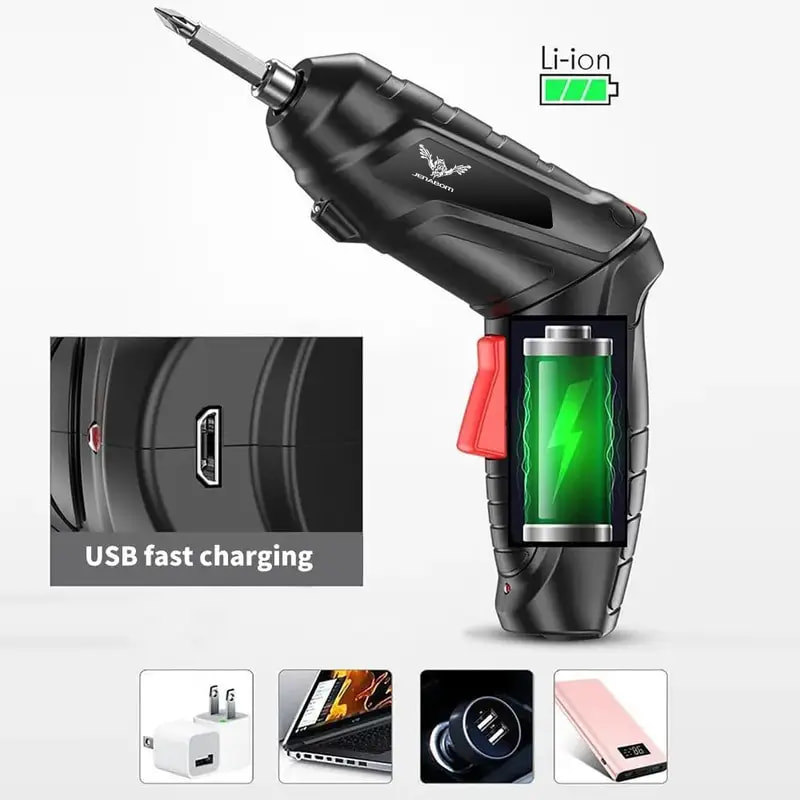 مفك وشنيور كهربائي صغير مع شنطة أدوات – شحن USB